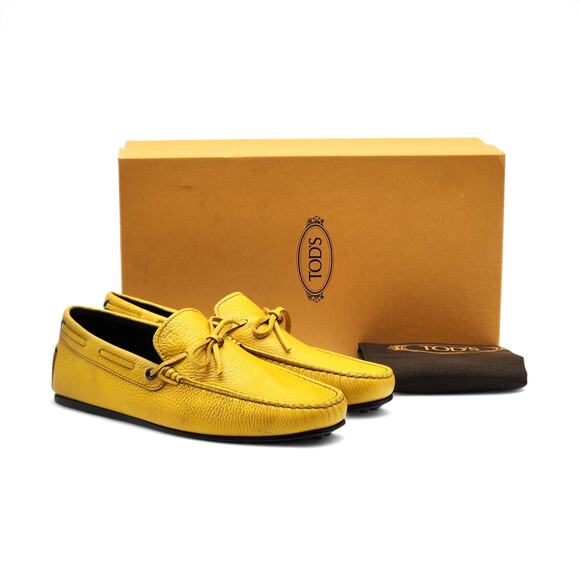 Tod's Driving Shoes City Gommino Leather Loafers in Yellow US 8.5 UK 7 NWB $695 - Picture 1 of 9
